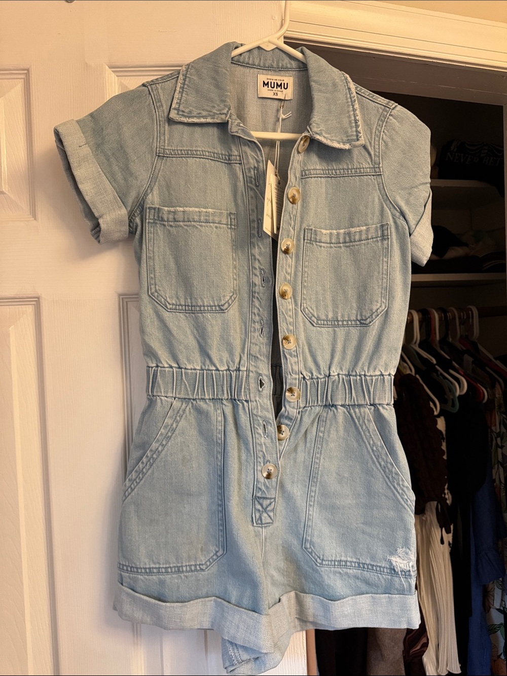 Show Me Your Mumu Light Wash Denim Romper